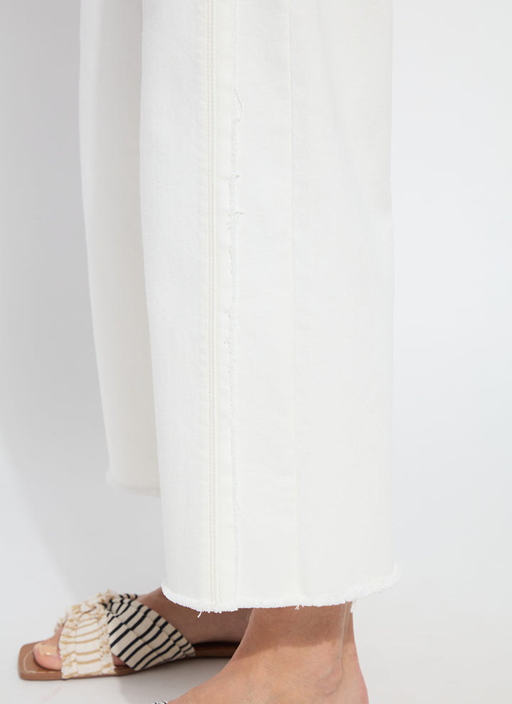 Lysse Noah Hi Waist Crop Wide Fringe Jeans in Ecru White available at Barbara Katz
