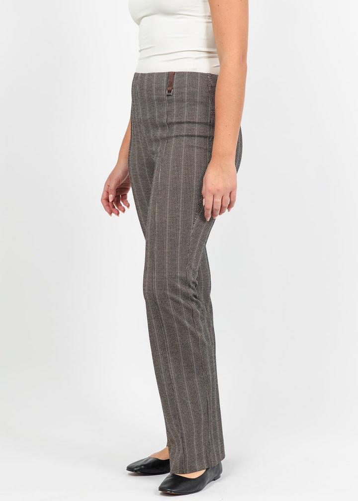 Lysse Patterned Pintuck Ponte Baby Boot Pant in Textured Herringbone available at Barbara Katz