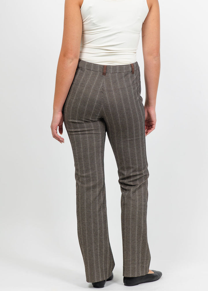 Lysse Patterned Pintuck Ponte Baby Boot Pant in Textured Herringbone available at Barbara Katz