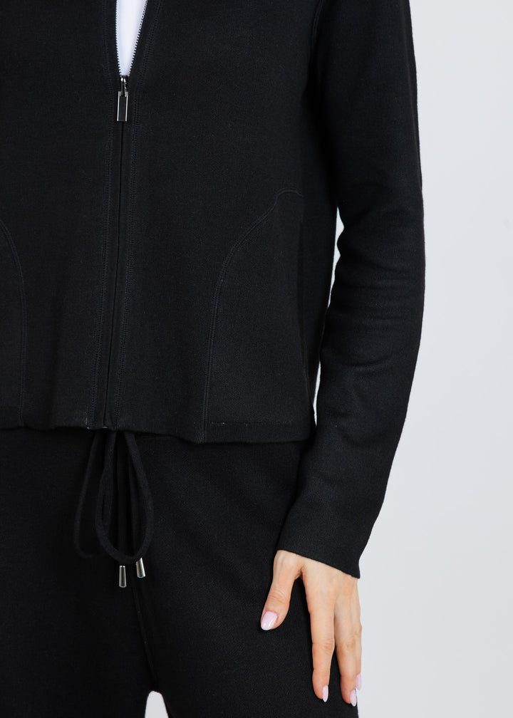 Lysse Reversible Cashmere Zip Up Jacket in Black Pearl/Grey available at Barbara Katz