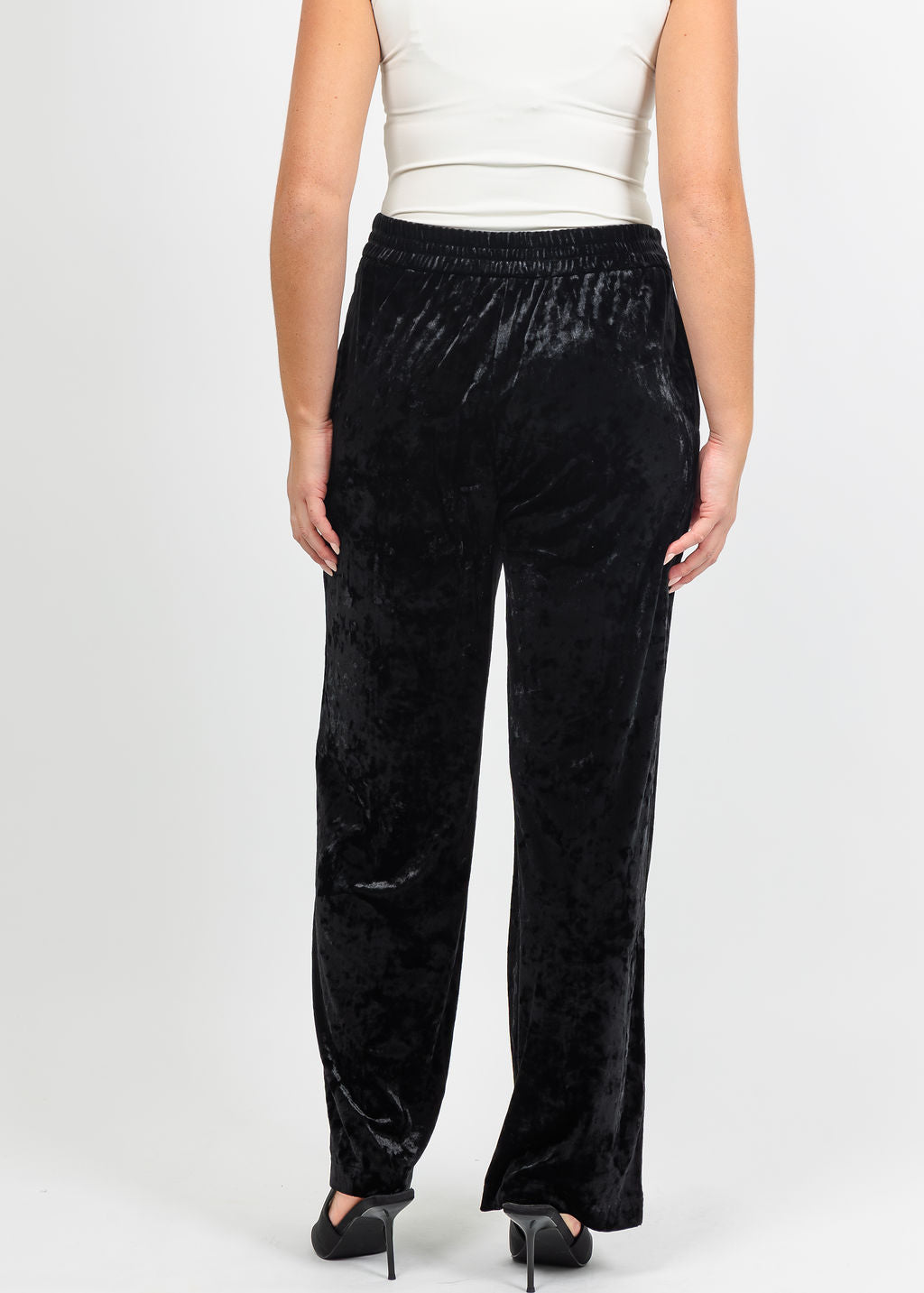 Lysse Shay Crushed St Velvet Suit Pant in Black available at Barbara Katz