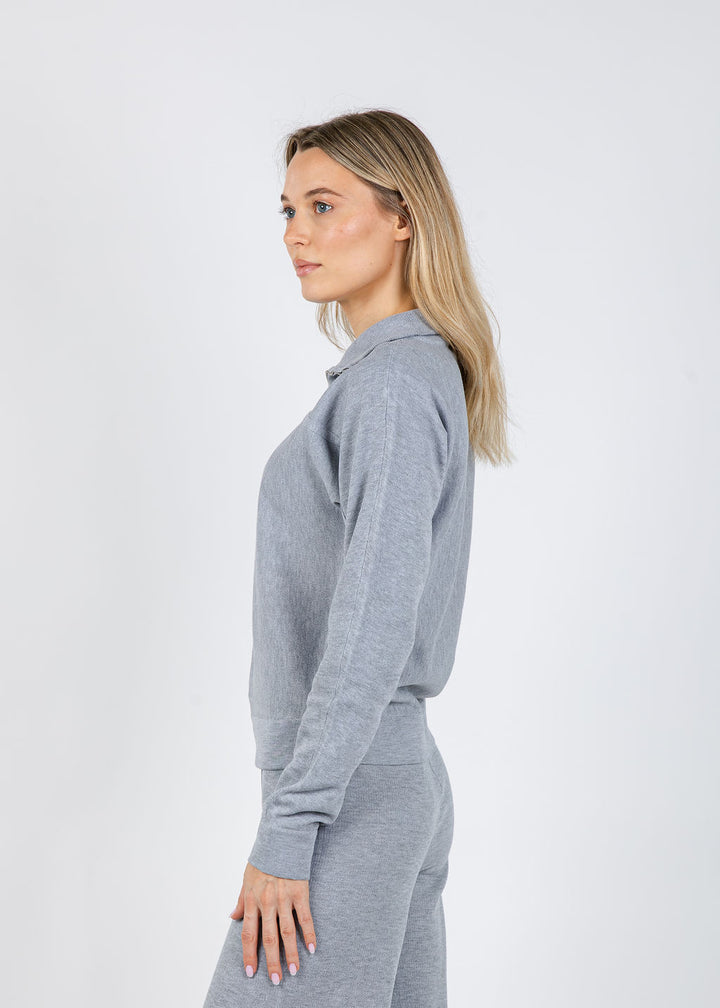 Lysse Viola Knit Lounge Sweatshirt in Grey Melange available at Barbara Katz