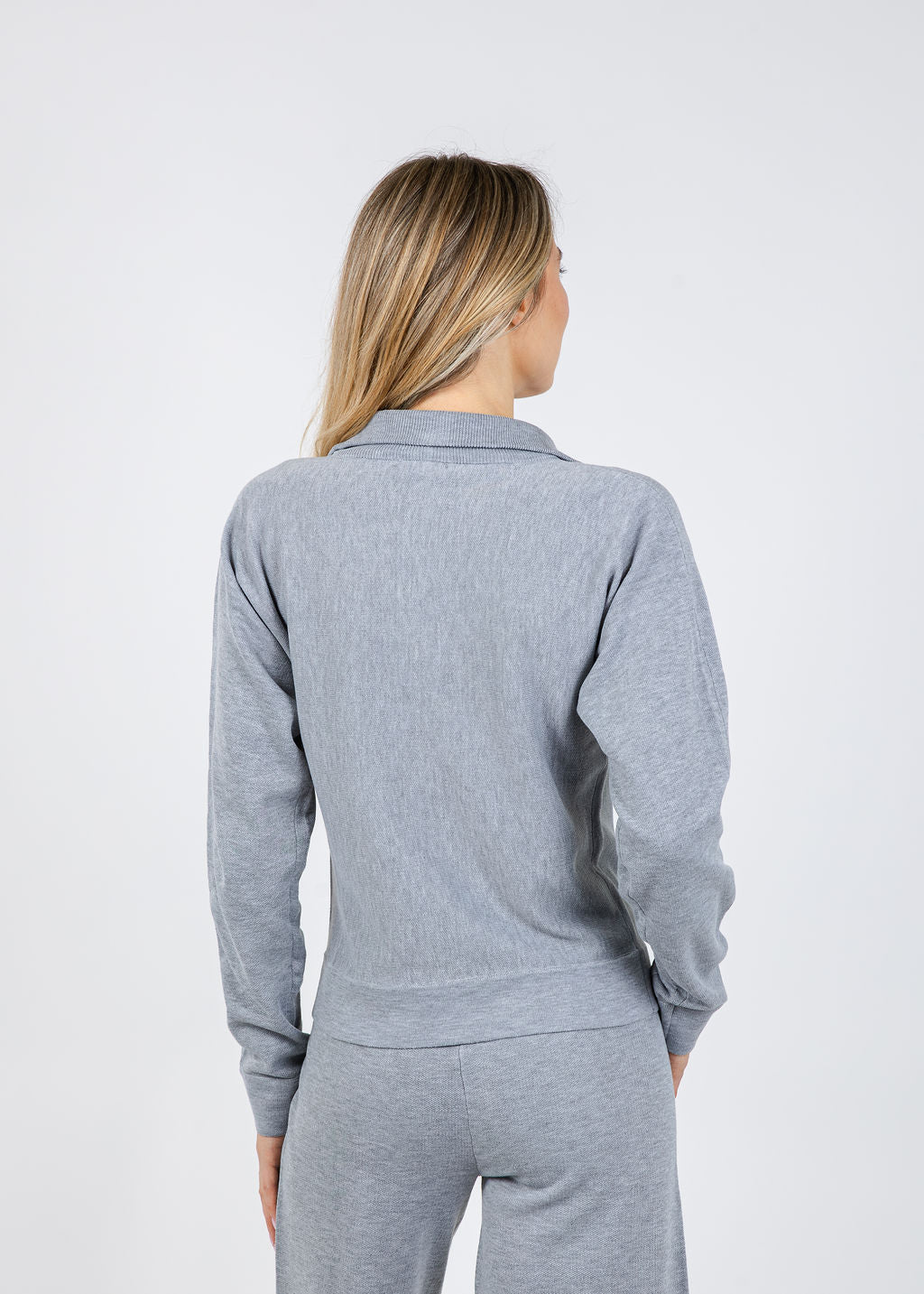Lysse Viola Knit Lounge Sweatshirt in Grey Melange available at Barbara Katz