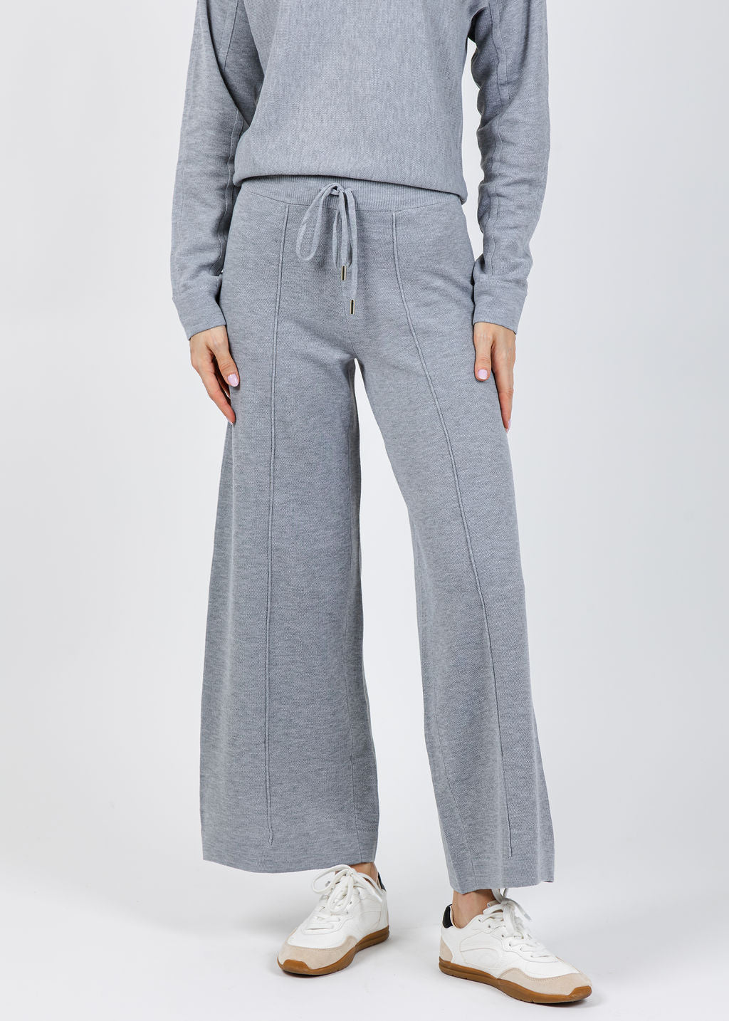 Lysse Violeta Knit Lounge Wide Leg Pants in Grey Melange available at Barbara Katz