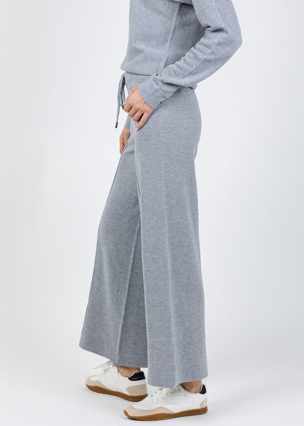 Lysse Violeta Knit Lounge Wide Leg Pants in Grey Melange available at Barbara Katz