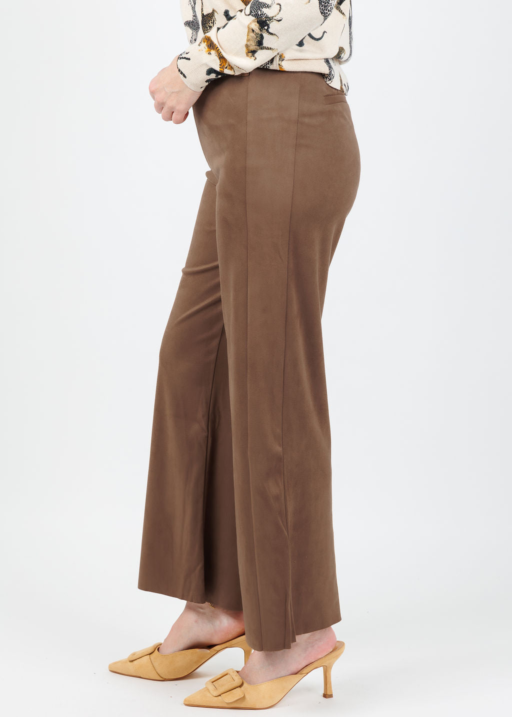 Lysse Vionette Vegan Suede Wide Leg Trousers in Lux Camel available at Barbara Katz