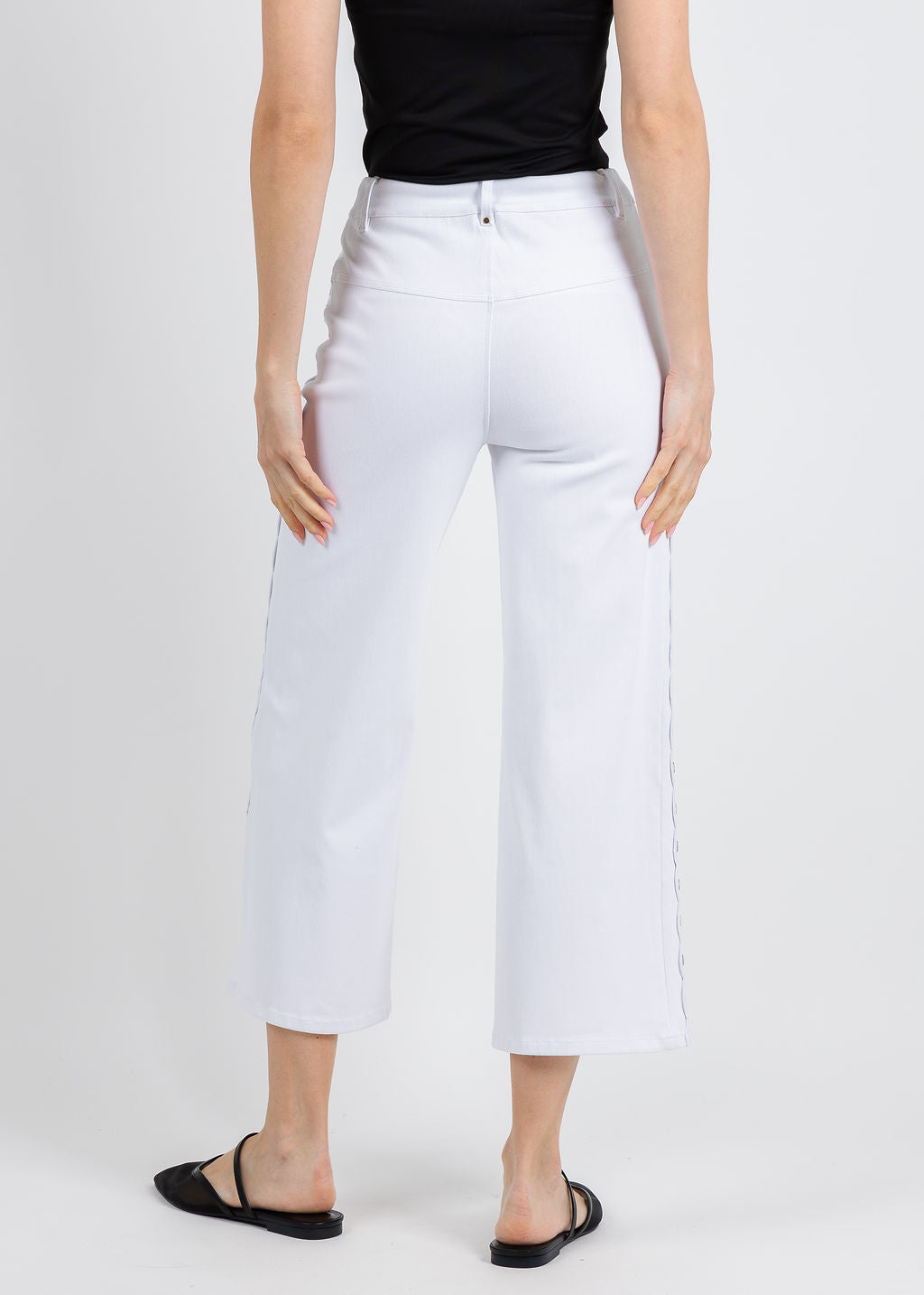 Lysse Willa Scallop Studded Crop Jeans in White available at Barbara Katz