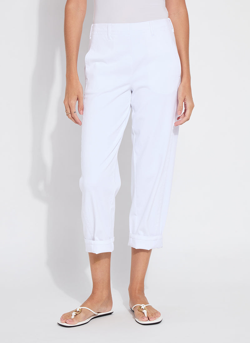 Lysse Winslet Cuffed Barrel Crop Denim in White available at Barbara Katz