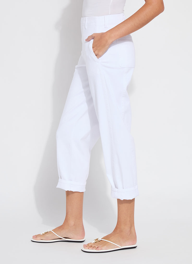 Lysse Winslet Cuffed Barrel Crop Denim in White available at Barbara Katz