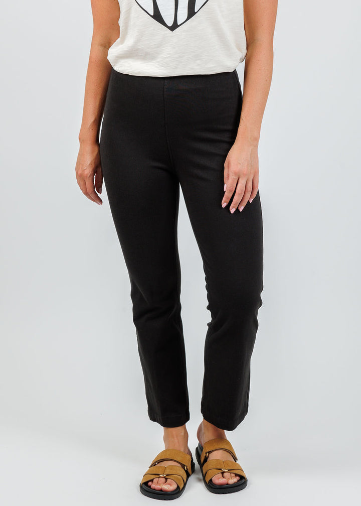 Lysse Ankle Denim Baby Bootcut Pants in Black available at Barbara Katz