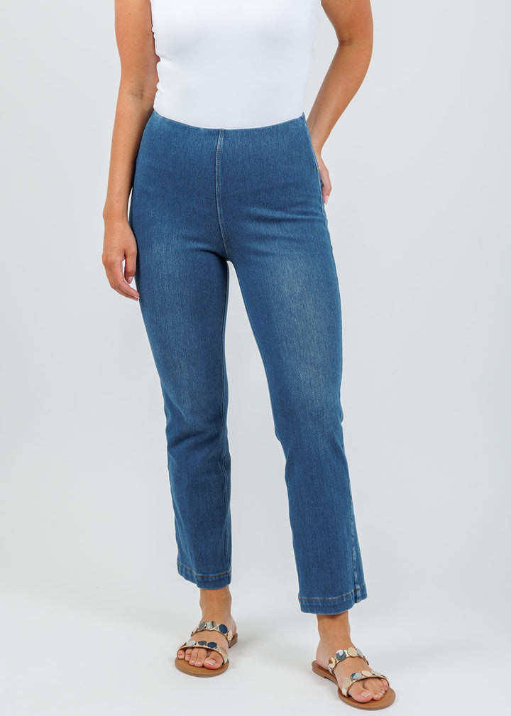 Lysse Ankle Denim Baby Bootcut Pants - Midwash
