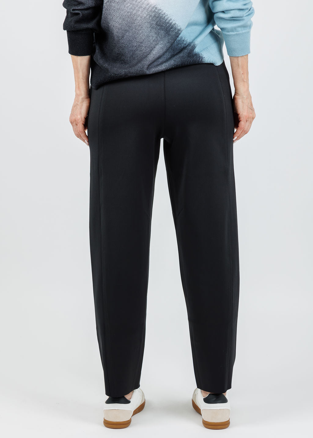 Lysse Desi Grommet Detail Neoprene Barrel Joggers in Black available at Barbara Katz