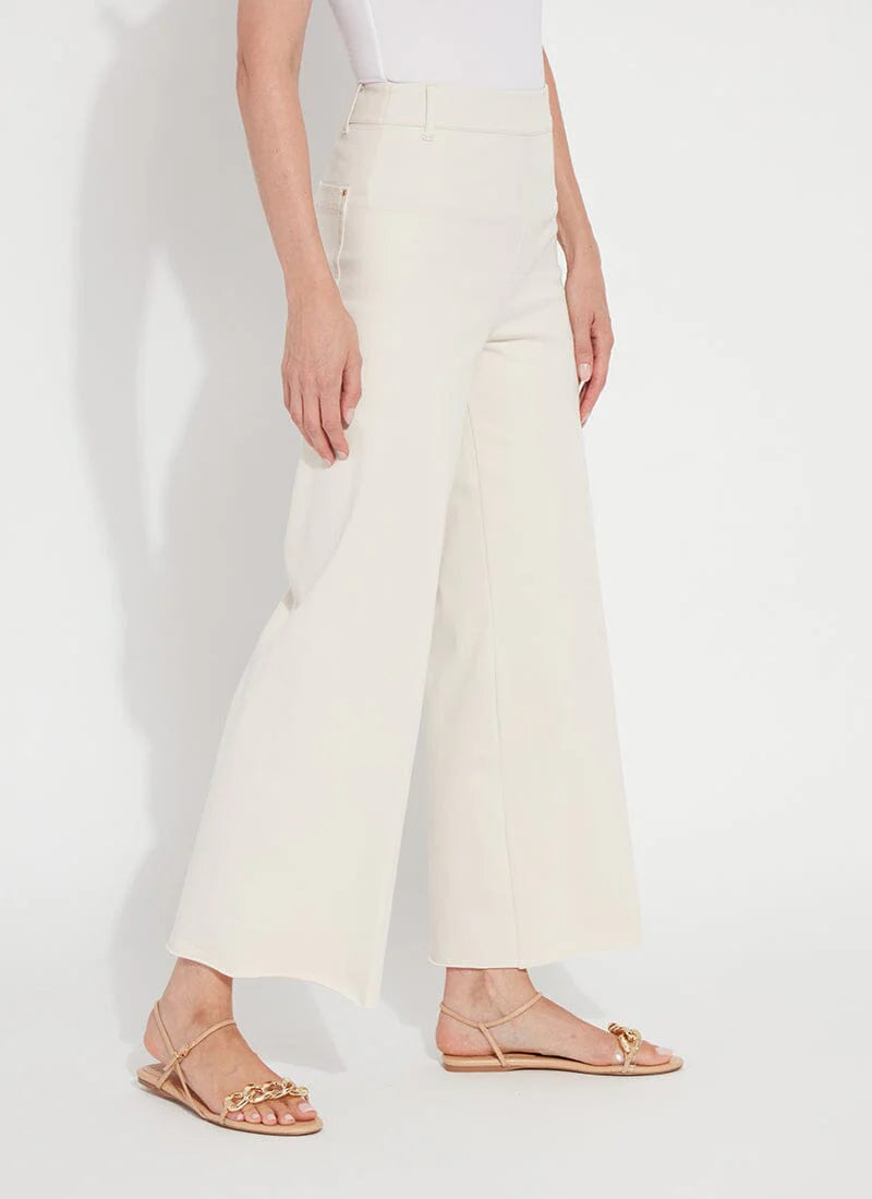 Lysse Erin High Waist Wide Leg Denim Pants in Oat available at Barbara Katz