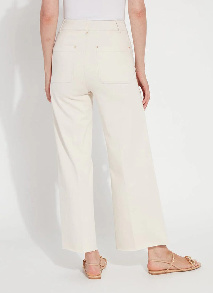 Lysse Erin High Waist Wide Leg Denim Pants in Oat available at Barbara Katz
