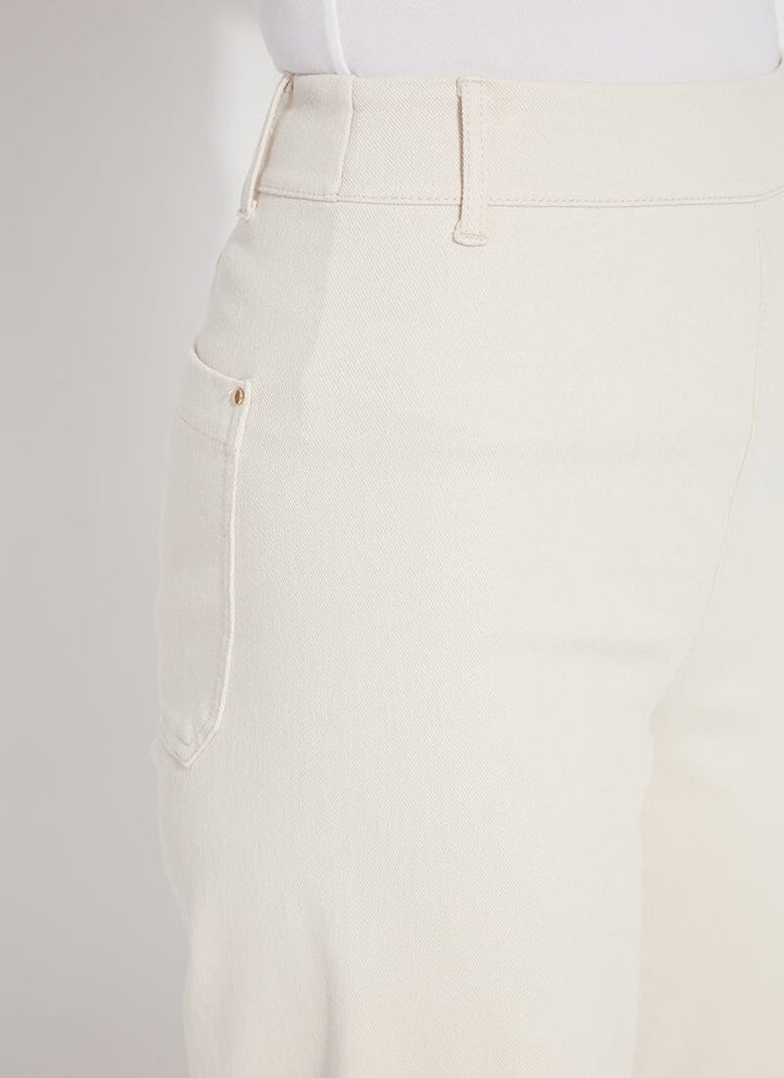 Lysse Erin High Waist Wide Leg Denim Pants in Oat available at Barbara Katz