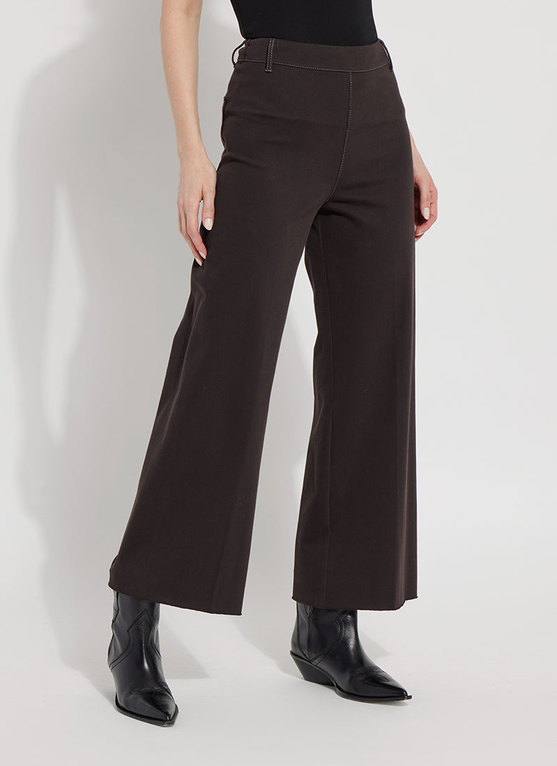 Lysse Erin High Waist Wide Leg Denim Pants in Double Espresso available at Barbara Katz