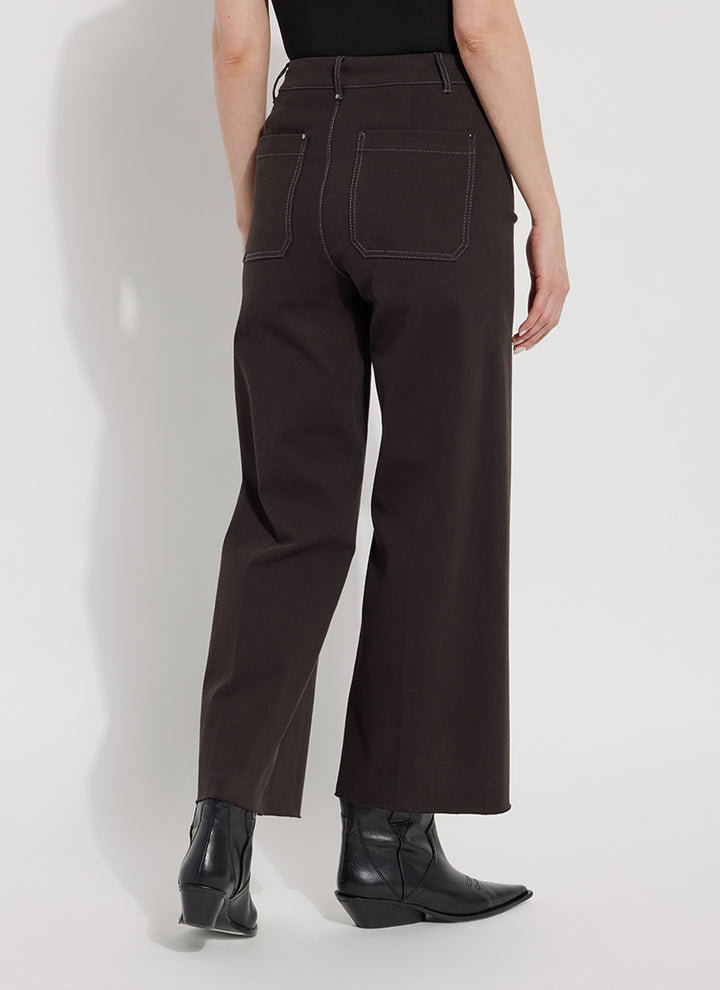Lysse Erin High Waist Wide Leg Denim Pants in Double Espresso available at Barbara Katz