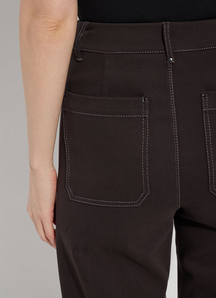 Lysse Erin High Waist Wide Leg Denim Pants in Double Espresso available at Barbara Katz
