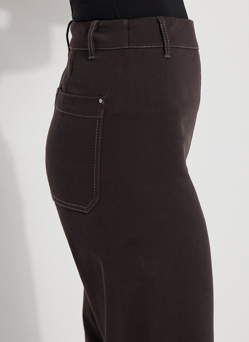 Lysse Erin High Waist Wide Leg Denim Pants in Double Espresso available at Barbara Katz