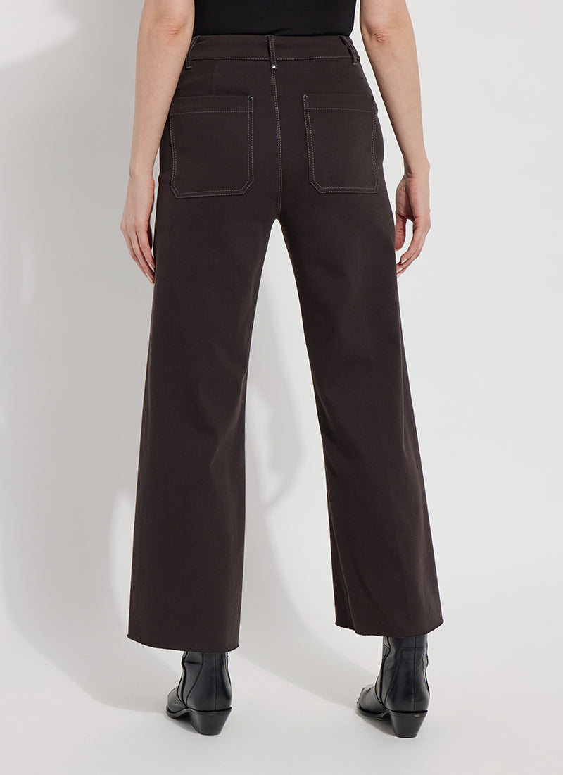 Lysse Erin High Waist Wide Leg Denim Pants in Double Espresso available at Barbara Katz