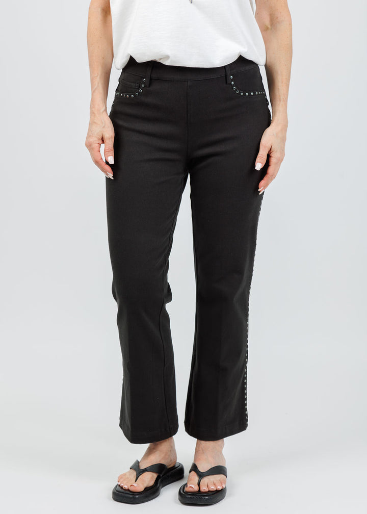 Lysse Jordene Studded Ankle Baby Boot Jeans in Black available at Barbara Katz