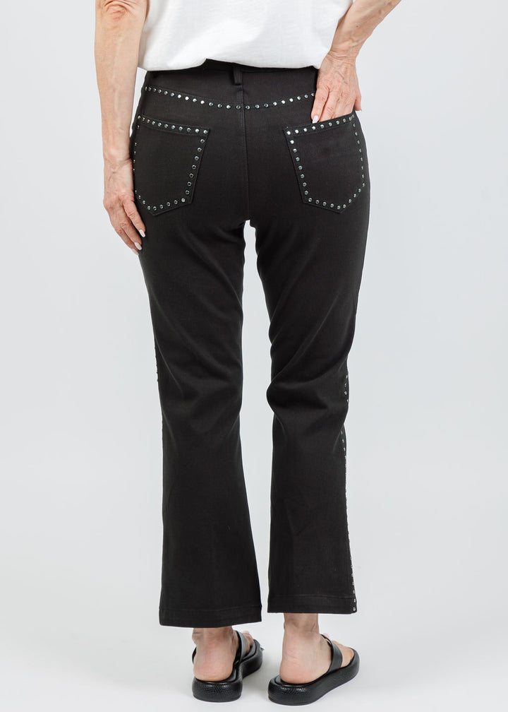 Lysse Jordene Studded Ankle Baby Boot Jeans in Black available at Barbara Katz