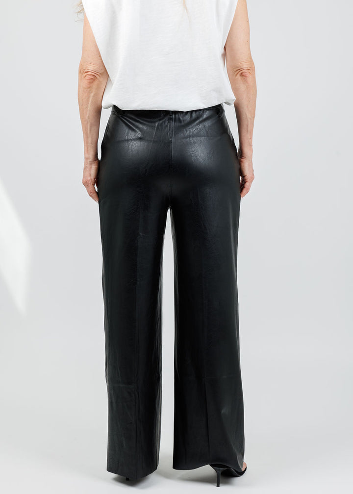 Lysse Odalis Hi-Waist Vegan Leather Wide Leg Pants in Black available at Barbara Katz
