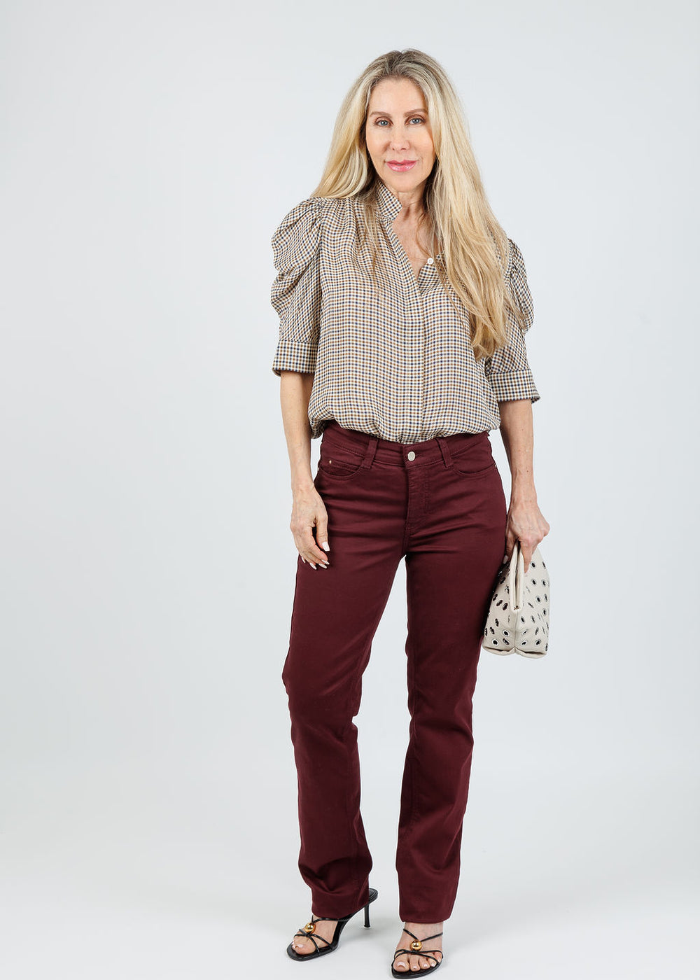 MAC Dream Straight Denim 32" in Wine available at Barbara Katz