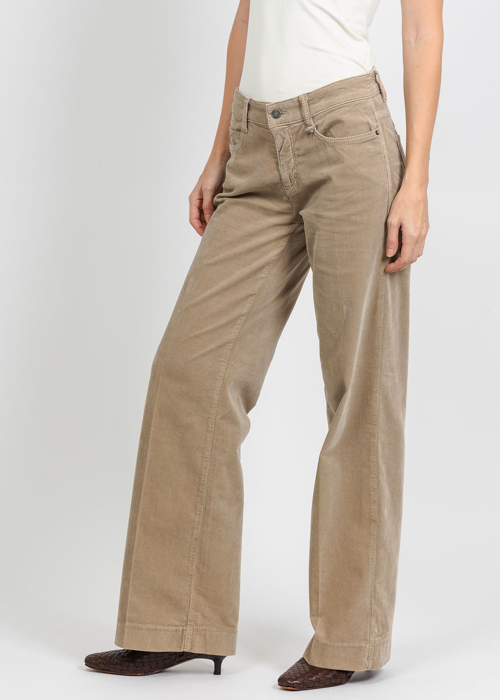 MAC 32" Wide Baby Corduroy Pant in Beige available at Barbara Katz