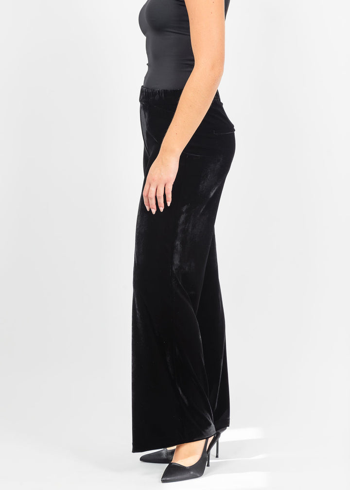 MAC 32" Wide Chiara Velvet Pant in Black available at Barbara Katz