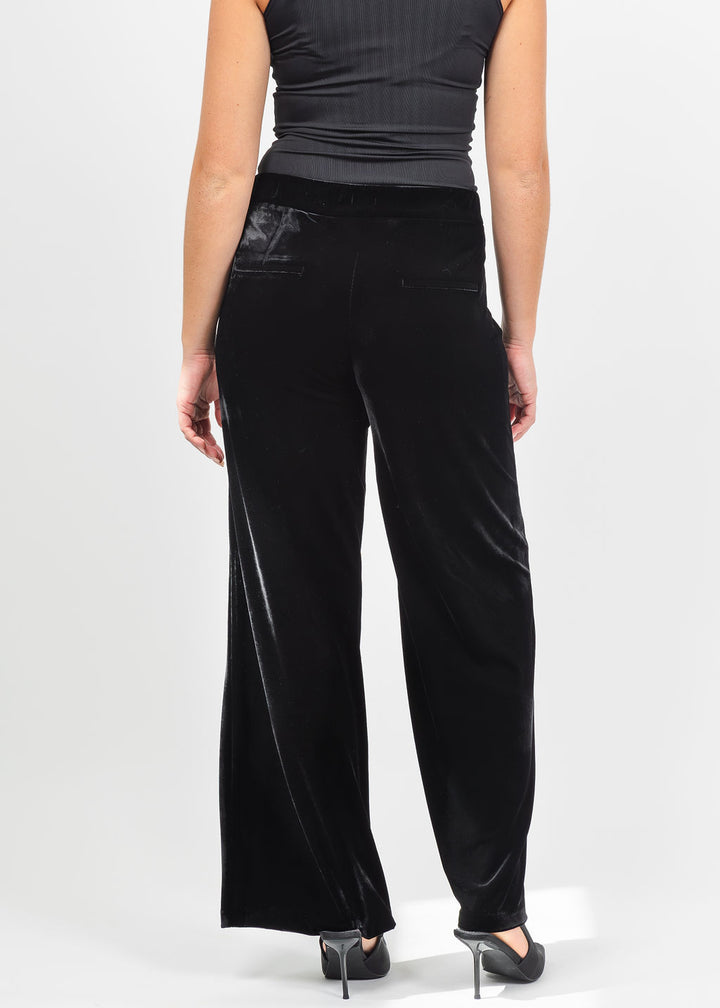 MAC 32" Wide Chiara Velvet Pant in Black available at Barbara Katz