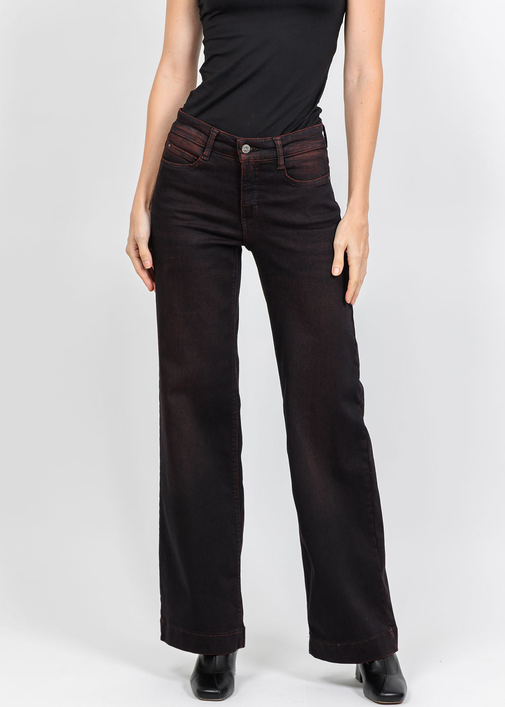 MAC 32" Wide Overdyed Denim in Merlot available at Barbara Katz