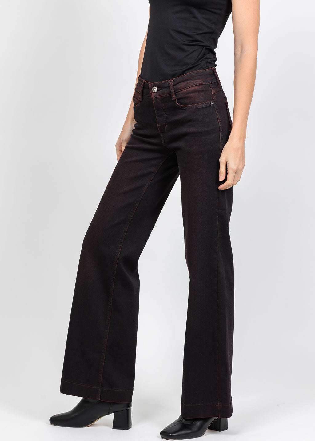 MAC 32" Wide Overdyed Denim in Merlot available at Barbara Katz