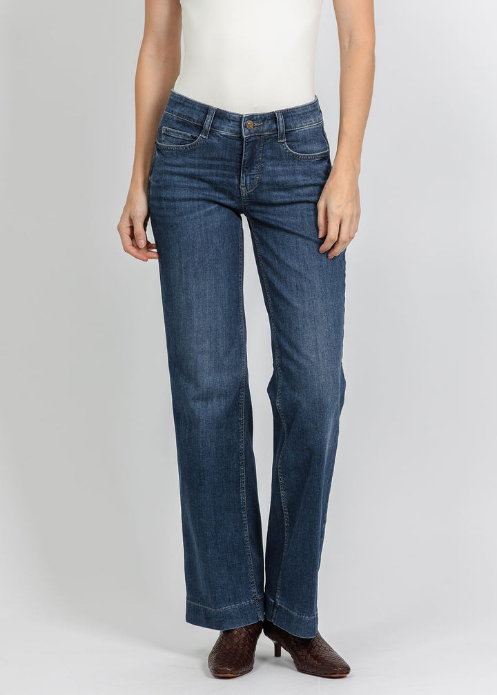 MAC 32" Wide Rivet Jeans in Used Wash available at Barbara Katz