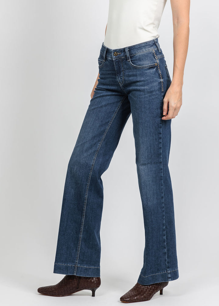 MAC 32" Wide Rivet Jeans in Used Wash available at Barbara Katz