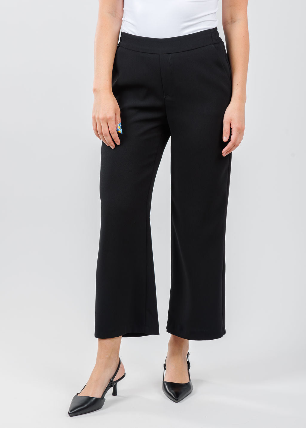 MAC Chiara Crop Floating Crepe Pants in Black available at Barbara Katz