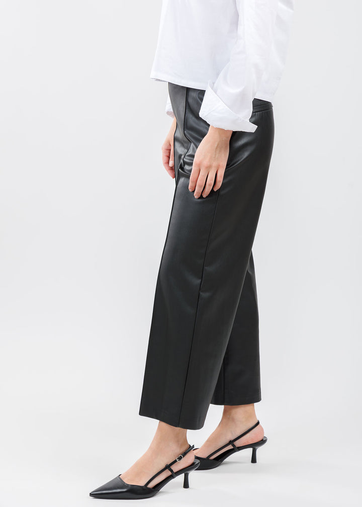MAC Denim Chiara Crop Vegan Leather Pants in Black available at Barbara Katz