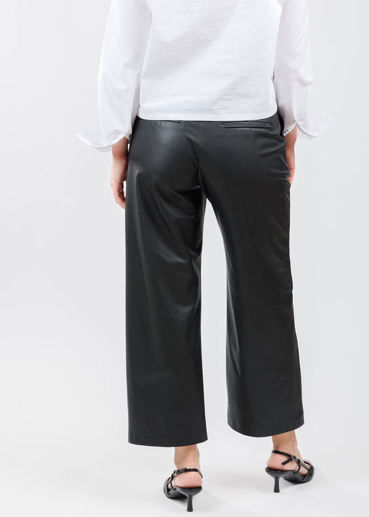 MAC Denim Chiara Crop Vegan Leather Pants in Black available at Barbara Katz