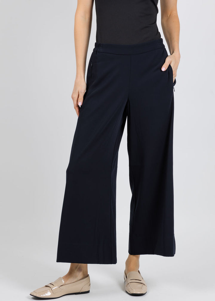 MAC Coralie Crop Floating Crepe Pants in Navy available at Barbara Katz