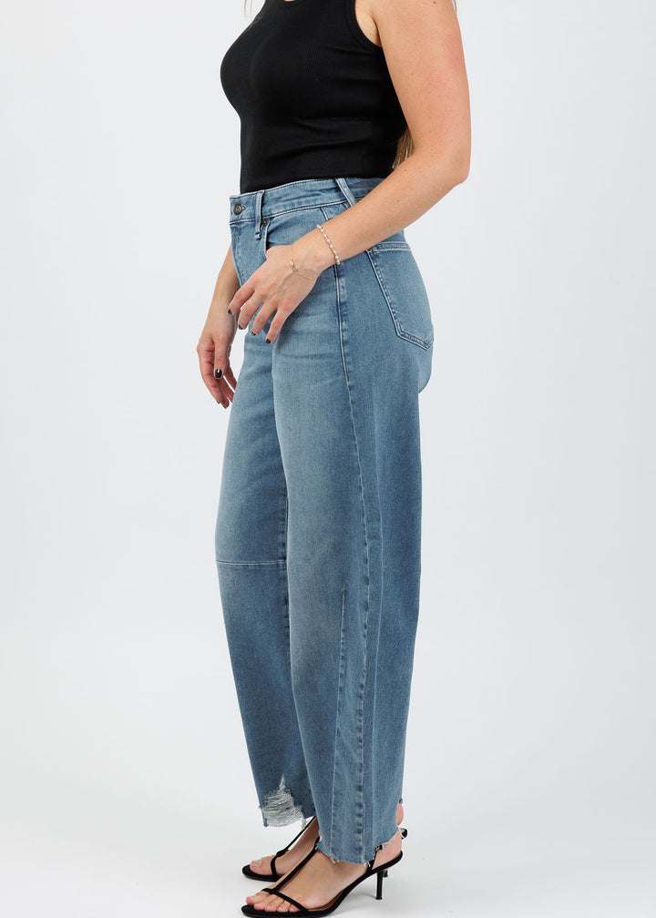 MAC Denim Dakota Barrel Leg Jeans in Medium Denim available at Barbara Katz