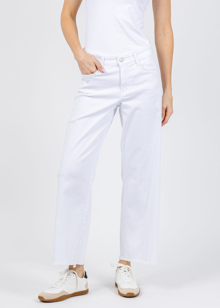 MAC Denim Dream Wide Crop Wonder Jeans in White available at Barbara Katz