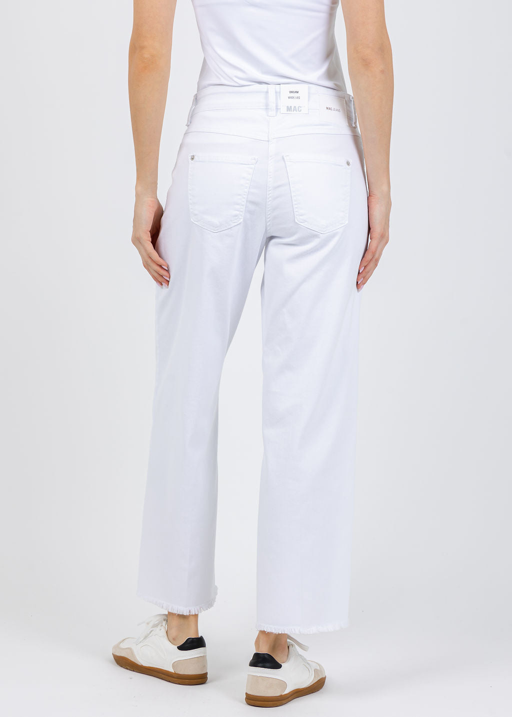 MAC Denim Dream Wide Crop Wonder Jeans in White available at Barbara Katz