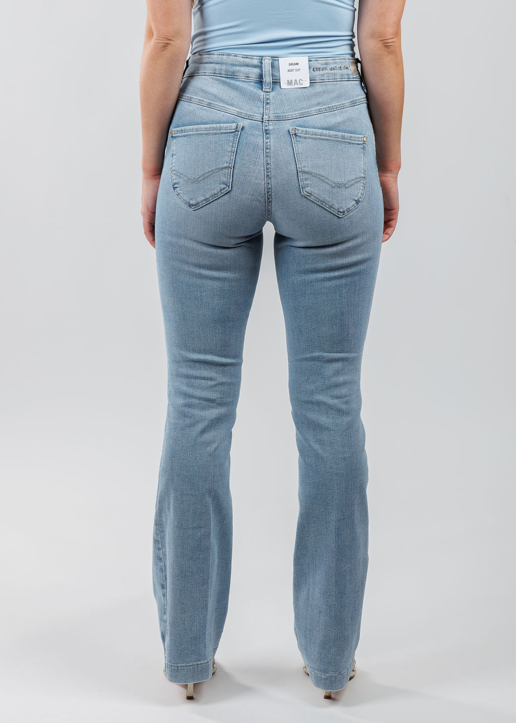 MAC Denim Dream Boot Jeans 32" in Summer Blue Clouds Wash available at Barbara Katz