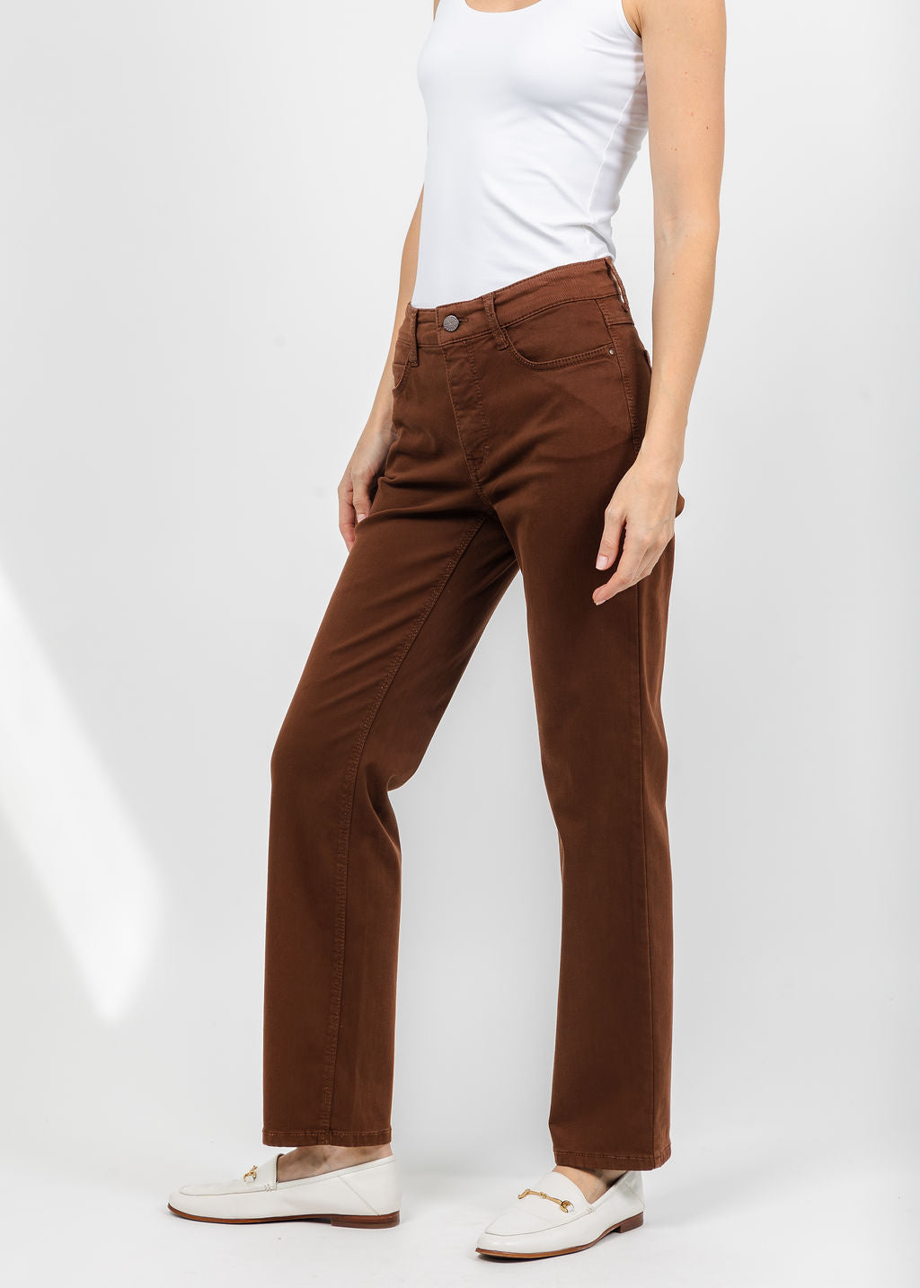 MAC Dream Straight Jeans 30" in Bison Brown available at Barbara Katz