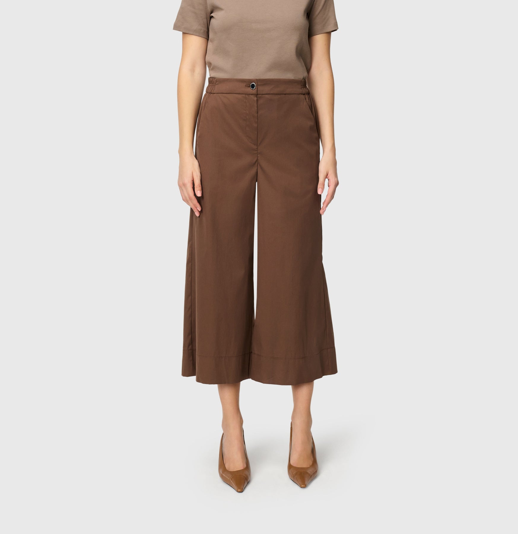MAC Caroline Tissue Cotton Wide Crop Pants - Fawn Brown – Barbara Katz