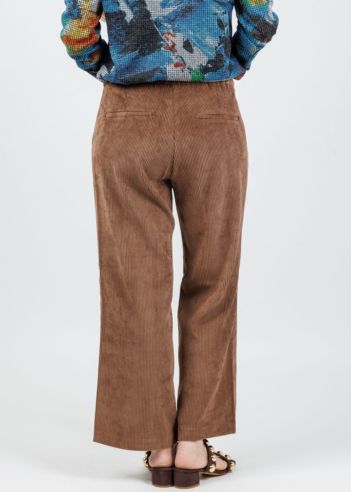 MAC Chiara Crop Corduroy Pants in Tree Bark available at Barbara Katz
