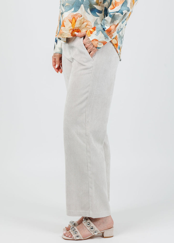 MAC Chiara Crop Corduroy Pants in White Sand available at Barbara Katz