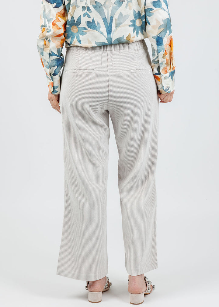 MAC Chiara Crop Corduroy Pants in White Sand available at Barbara Katz