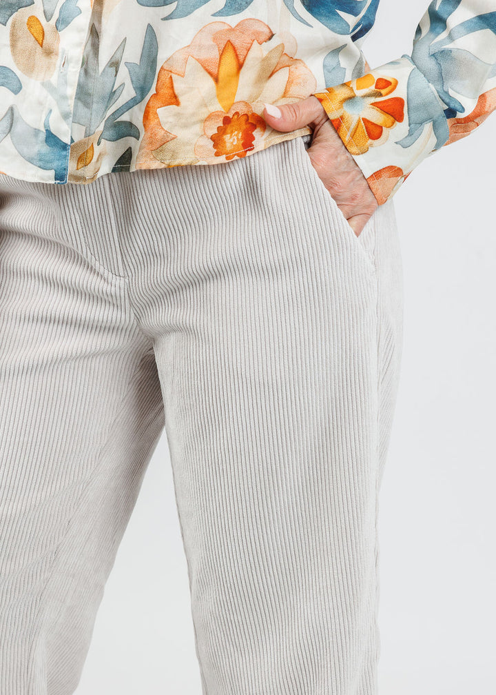 MAC Chiara Crop Corduroy Pants in White Sand available at Barbara Katz