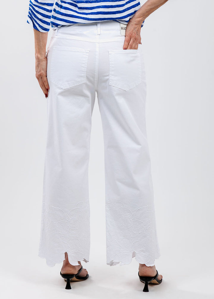 MAC Chiara Crop Flower Pants in White available at Barbara Katz
